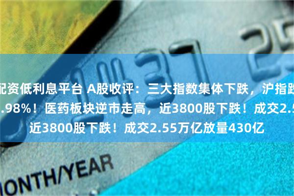 配资低利息平台 A股收评：三大指数集体下跌，沪指跌1.39%北证50跌1.98%！医药板块逆市走高，近3800股下跌！成交2.55万亿放量430亿