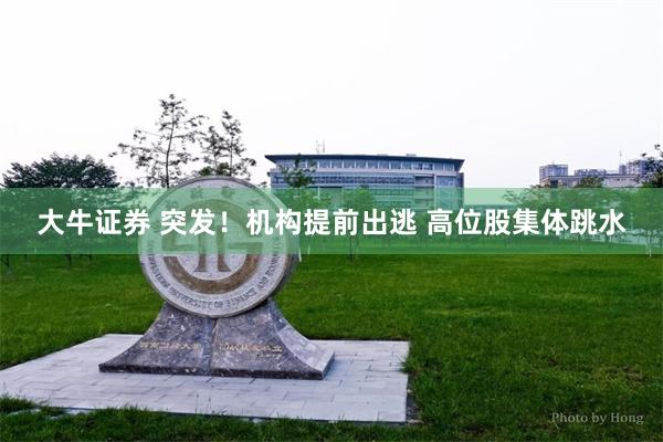 大牛证券 突发！机构提前出逃 高位股集体跳水