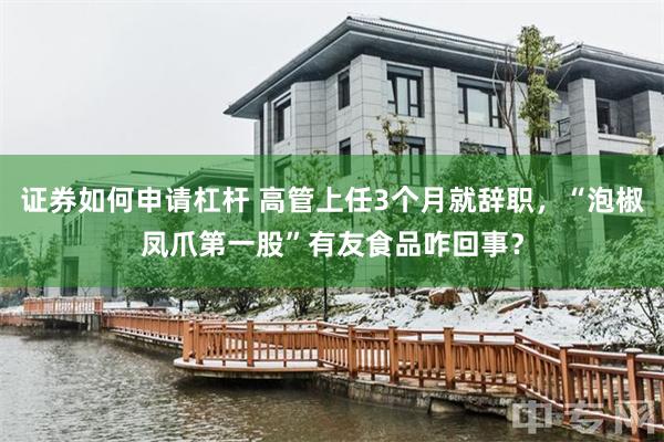 证券如何申请杠杆 高管上任3个月就辞职，“泡椒凤爪第一股”有友食品咋回事？