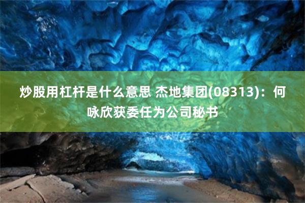 炒股用杠杆是什么意思 杰地集团(08313)：何咏欣获委任为公司秘书