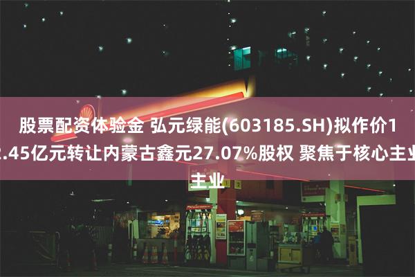 股票配资体验金 弘元绿能(603185.SH)拟作价12.45亿元转让内蒙古鑫元27.07%股权 聚焦于核心主业