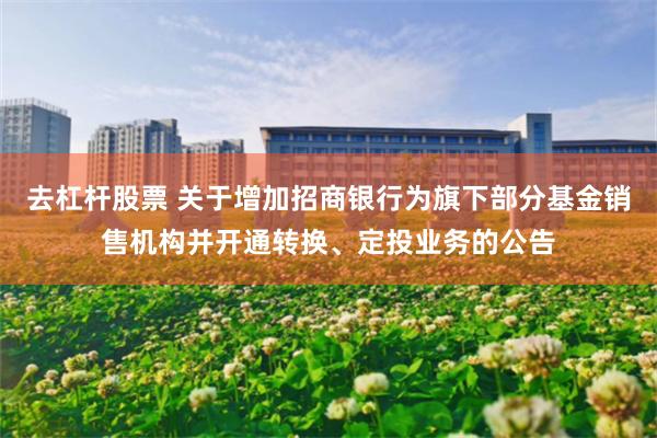 去杠杆股票 关于增加招商银行为旗下部分基金销售机构并开通转换、定投业务的公告