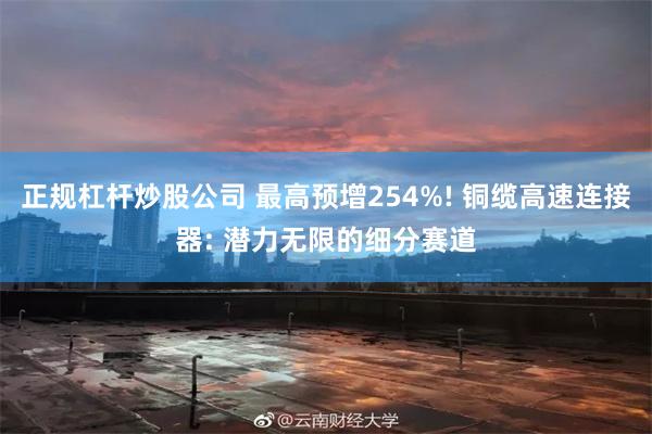 正规杠杆炒股公司 最高预增254%! 铜缆高速连接器: 潜力无限的细分赛道